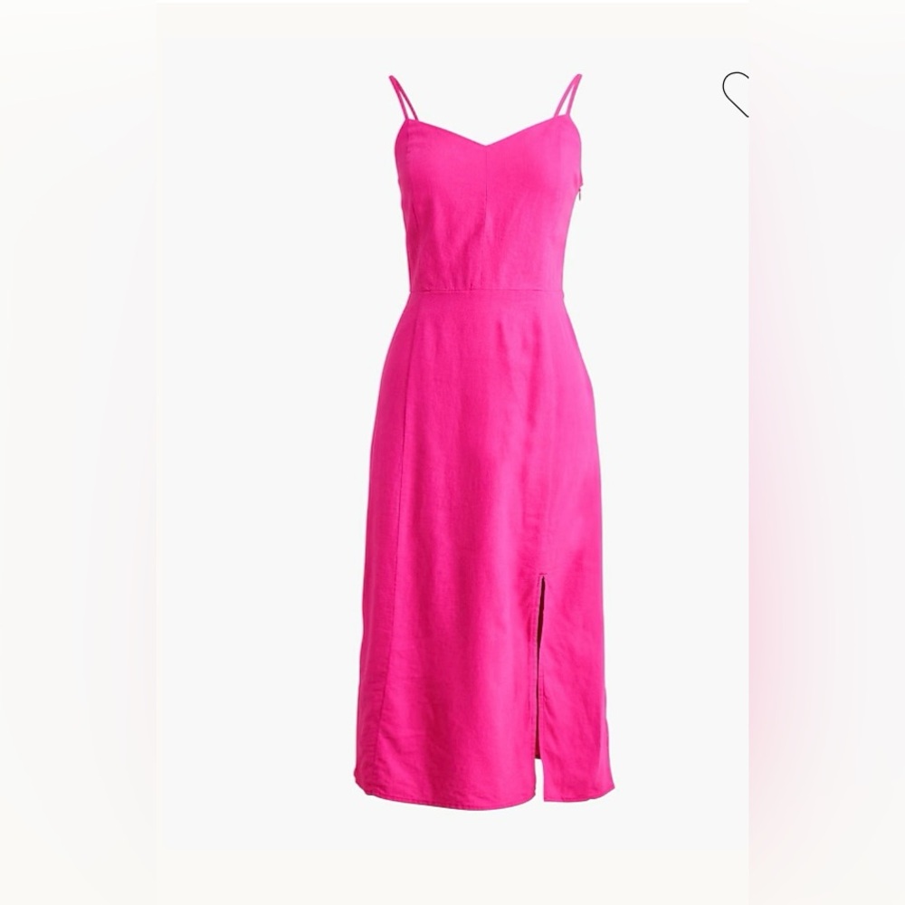 J crew pink linen-blend slip midi dress size 8 - Picture 4 of 4